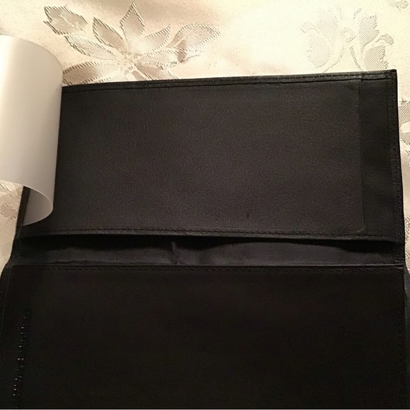 Leather check book holder bifold new black - Picture 6 of 8